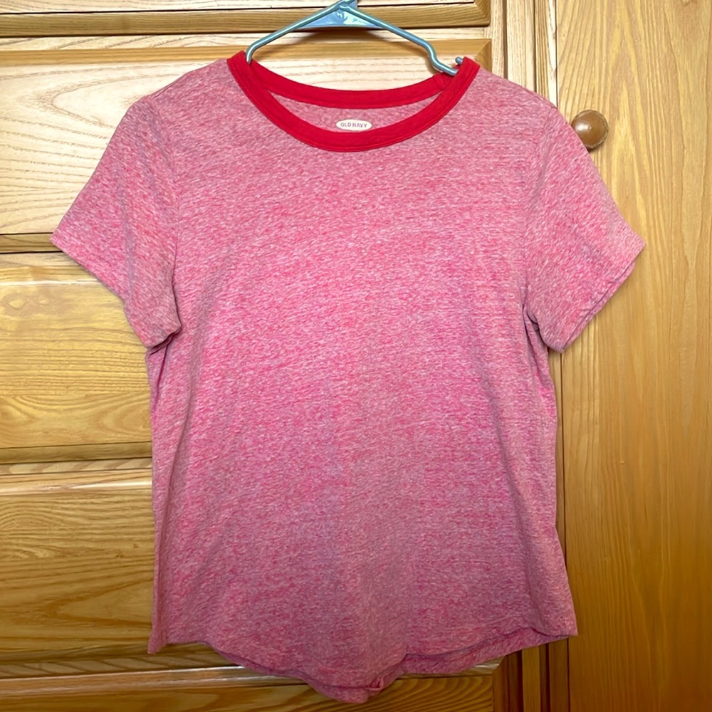 Coral Heather Tee Shirt Scoop-neck with Accented Neckline